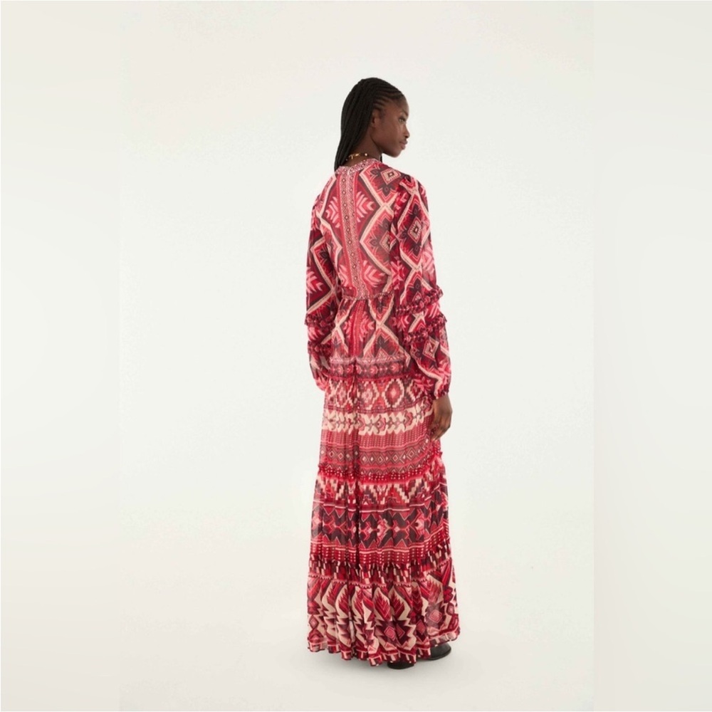 Farm Rio: Red Graphic Ainika Belted Tiered
Maxi Dress DT - Picture 3 of 9